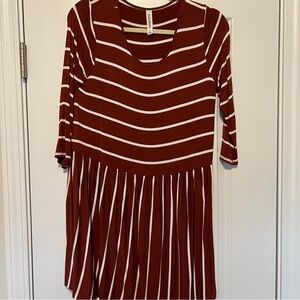 Striped Maroon and White Dress